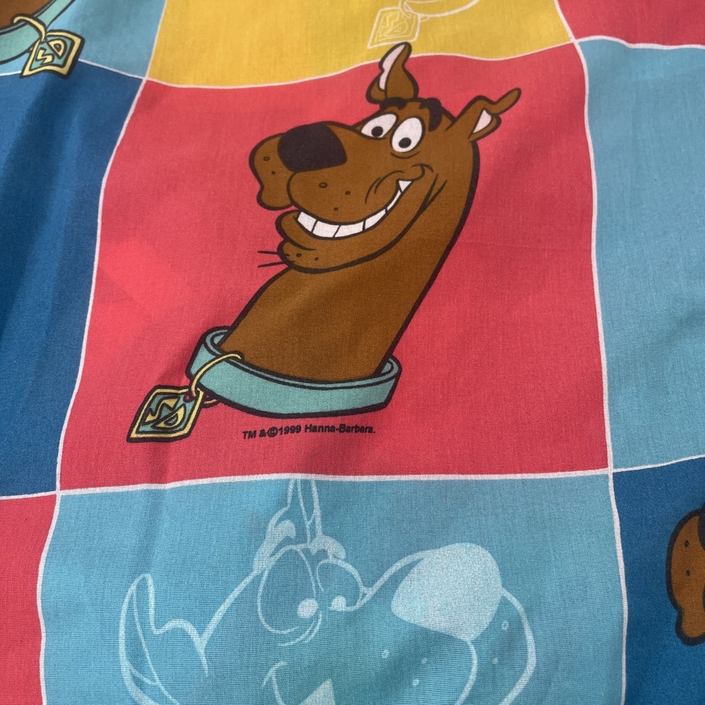 Hanna Barbera Scooby Doo Twin Fitted Sheet Multi Color Vintage 1999 Fabric Craft